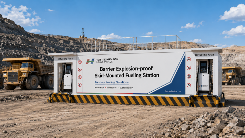 Explosion-proof skid-mounted fuel station for mining truck refueling in a remote open-pit mining site.jpg