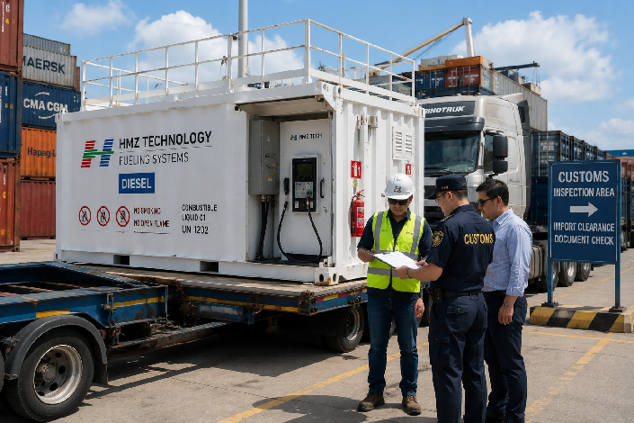containerized fuel station customs import clearance
