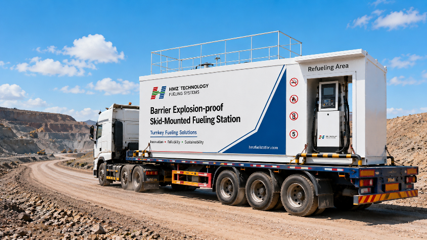 single island skid mounted fuel station transport flatbed truck.jpg