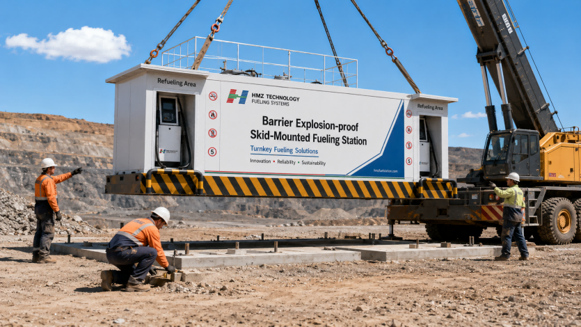 skid mounted fuel station site installation crane lift.jpg