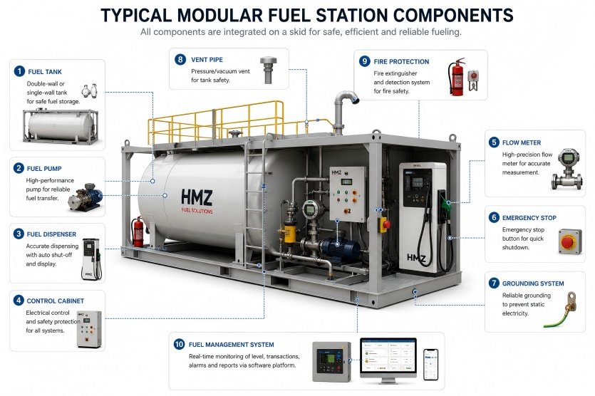typical modular fuel station components hmz